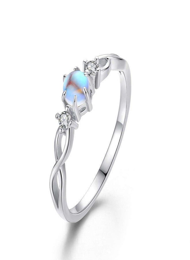 Cuoka Sterling Silver Rainbow Moonstone Infinity Ring for Women - Promise & Anniversary Wedding Ring (Moonstone, 7) - Image 1