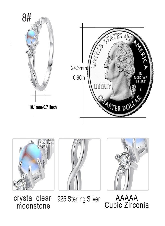 Cuoka Sterling Silver Rainbow Moonstone Infinity Ring for Women - Promise & Anniversary Wedding Ring (Moonstone, 7) - Image 2