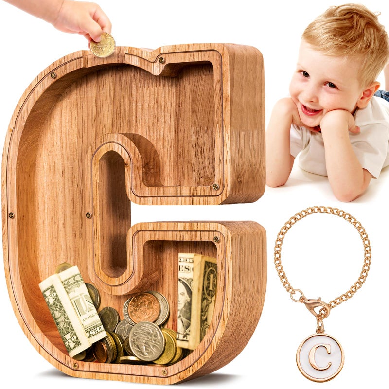 SummiDate Wooden Letter Piggy Bank Piggy Bank for Boys Girls Toddler Alphabet C Money Bank Coin Bank Birthday Gift for KidsBirthday Gift for Kids C