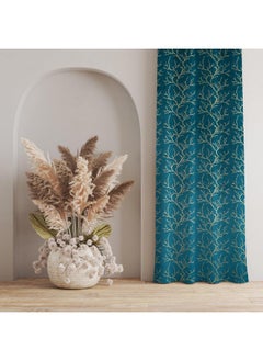 Homefab India Homefab India Velvet Curtains Room Darkening - Long Door 9 feet, Pack of 2 Panels, Aqua Blue  - Image 3