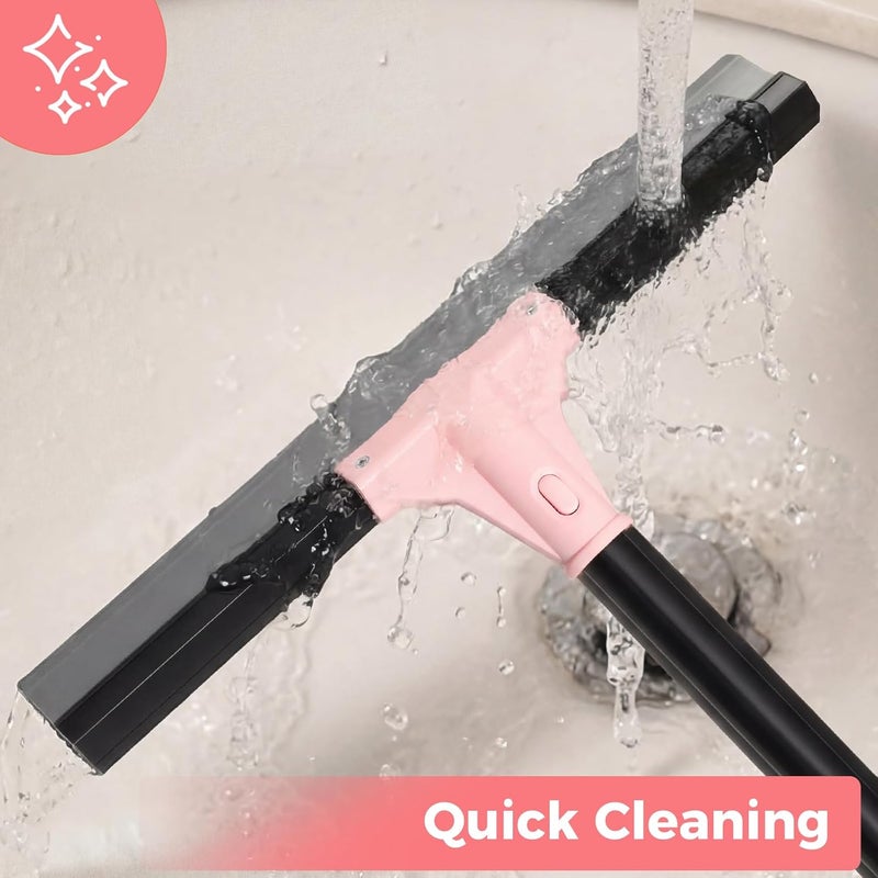 wlich Floor Squeegee Heavy Duty, 17 Inch Large Floor Squeegee Broom with 60 Inch Long Handle, Scraper Rubber Broom for Garage, Tile, Deck, Bathroom, Window, Glass - Image 3
