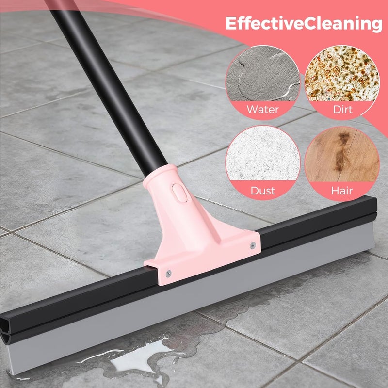 wlich Floor Squeegee Heavy Duty, 17 Inch Large Floor Squeegee Broom with 60 Inch Long Handle, Scraper Rubber Broom for Garage, Tile, Deck, Bathroom, Window, Glass - Image 4