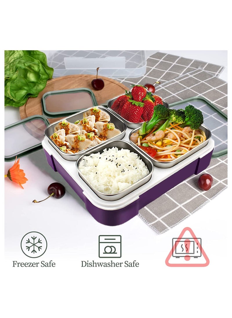 Stainless Steel Lunch Box for Kids Adults,Insulated Bento Lunch Box with Tableware and Bag,1060ml 4 Compartment Divided Lunch Containers - pzsku/ZB8DBDD2E4FC86F597BA3Z/45/_/1679381490/b5ea7afe-e98a-42d7-aa33-0ff336690291