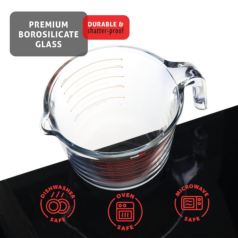 Eatex Glass Measuring Cups Set Of 3 - Liquid Measuring Cups  Glass Measuring Cup Set - 1 2 4 Cup Measuring Cup - Dishwasher Oven  Microwave Safe Measure Cups - Image 5