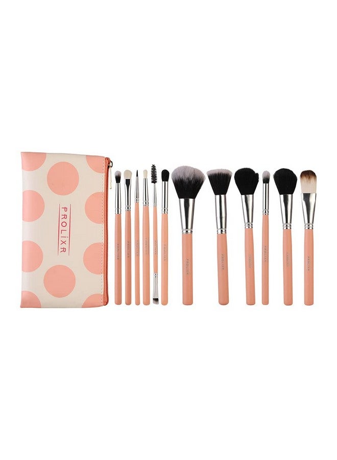 Prolixr Professional Face Makeup Brush Set - With Pink Pouch | Face Pack Brush | Makeup Brush Set | Cleaner | With Makeup Pouch | 12 piece Set - Image 1