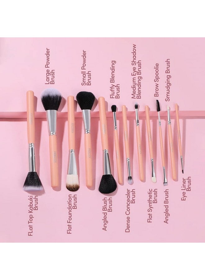 Prolixr Professional Face Makeup Brush Set - With Pink Pouch | Face Pack Brush | Makeup Brush Set | Cleaner | With Makeup Pouch | 12 piece Set - Image 2