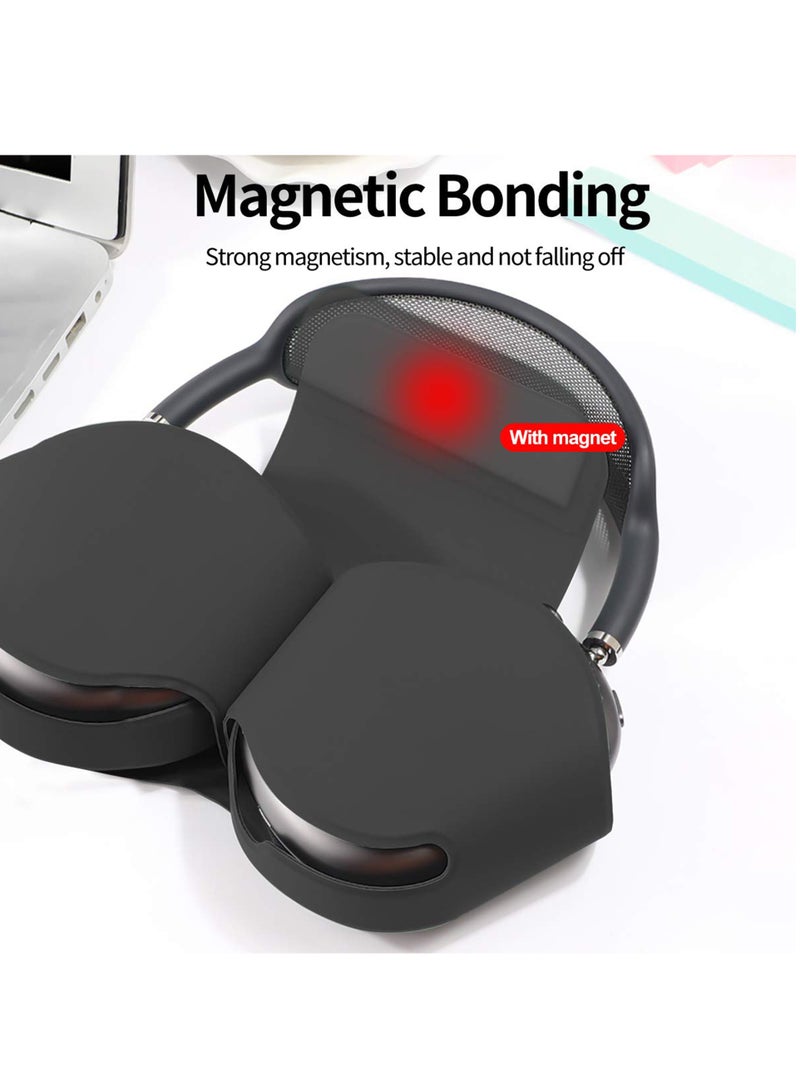 For Apple AirPods Max Case, Smart Automatic Sleep Headphones Silicone Storage Bag, Portable Travel Anti-Scratch Carrying Case, Compatible with AirPods Max Anti-Dust Protective Cover (Black) - Image 5