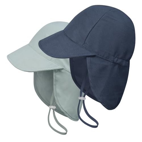 ECOSUMA 2 Pack Baby Beach Hats 6-12 Months,12-24 Months Gray/Navy - Image 1