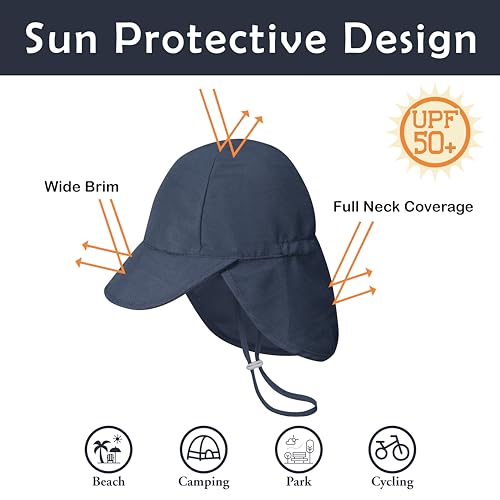 ECOSUMA 2 Pack Baby Beach Hats 6-12 Months,12-24 Months Gray/Navy - Image 5