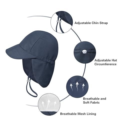 ECOSUMA 2 Pack Baby Beach Hats 6-12 Months,12-24 Months Gray/Navy - Image 3