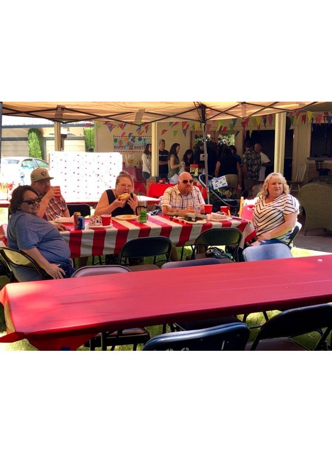 Oojami Red & White Stripes Carnival Theme Party Tablecover Pack Of 6 - Image 4