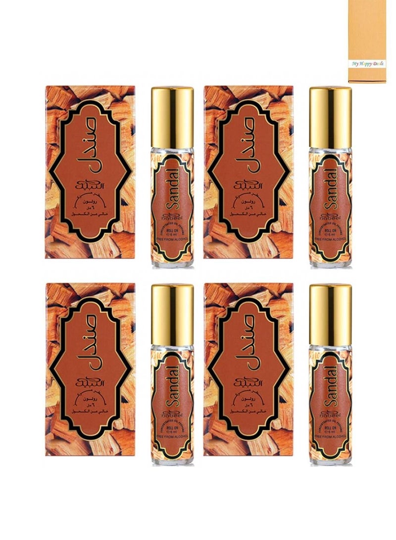 Nabeel 4 Pcs Nabeel Sandal Alcohol Free Roll On Oil Perfume 6ML - Image 1