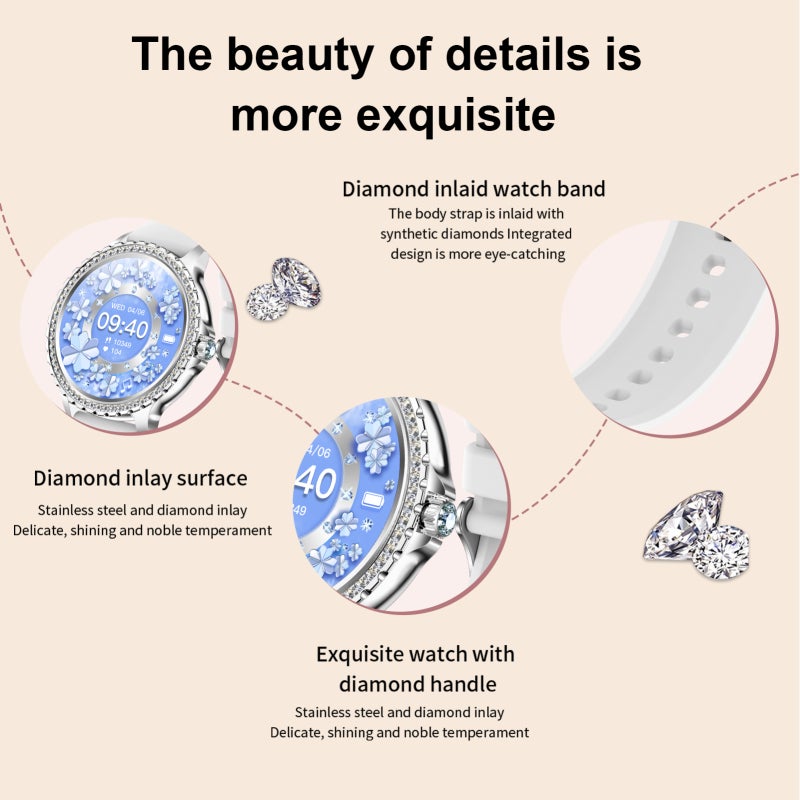 Luxury Women's Smartwatch BT Calling, Health Monitoring, Sleep Tracking, 20+ Sports Modes, Waterproof Fitness Tracker with Touchscreen, Voice Assistant Beige - Image 2