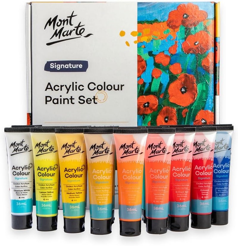 Mont Marte Signature Acrylic Colour Paint Set - 18 x 36ml Tubes - Image 1