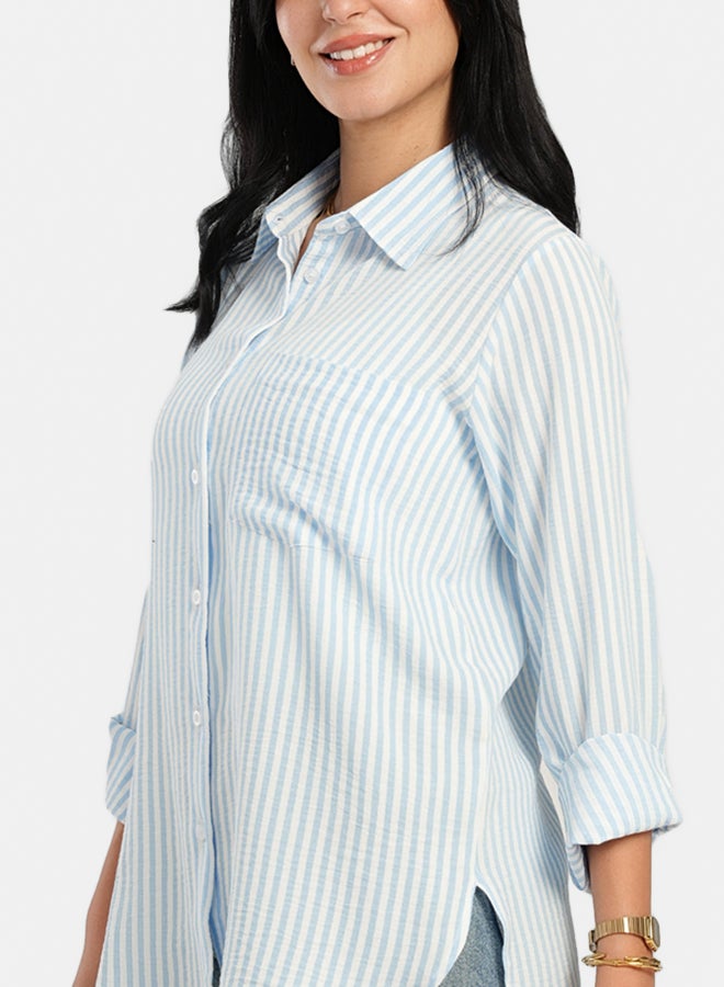 Carina High Low Striped Shirt - Image 4