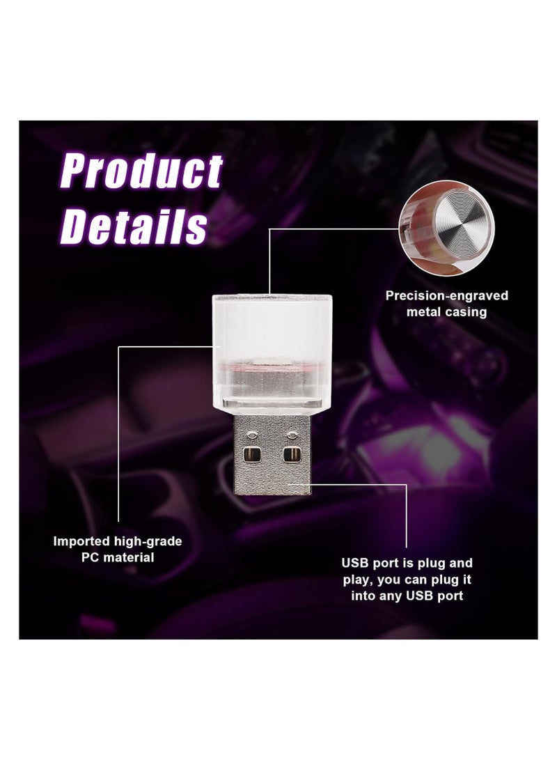 4 قطع مصابيح LED داخلية للسيارة USB، مصابيح ليلية لشحن واجهة السيارة USB، مصابيح LED داخلية صغيرة للسيارة وغرفة النوم والممر (وردي أرجواني) - Image 3