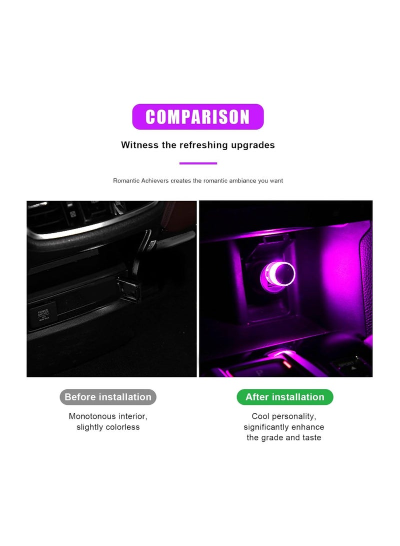 4 قطع مصابيح LED داخلية للسيارة USB، مصابيح ليلية لشحن واجهة السيارة USB، مصابيح LED داخلية صغيرة للسيارة وغرفة النوم والممر (وردي أرجواني) - Image 4