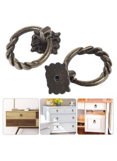 Y&D Bronze Knobs Pulls, SYOSI 6Pcs Antique Handles Hardware Furniture Drawer Pull Ring Dresser Cabinet Single Hole Door 3X4CM  - Image 4