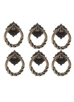 Y&D Bronze Knobs Pulls, SYOSI 6Pcs Antique Handles Hardware Furniture Drawer Pull Ring Dresser Cabinet Single Hole Door 3X4CM  - Image 1