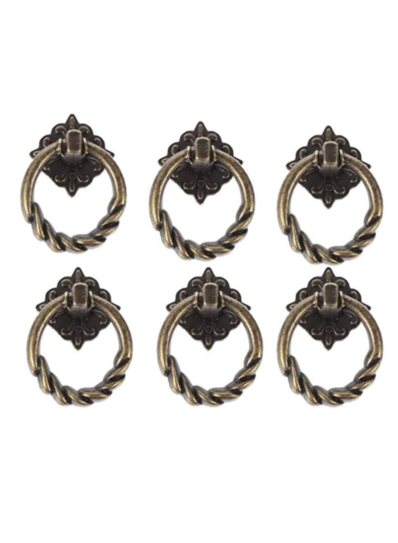 Y&D Bronze Knobs Pulls, SYOSI 6Pcs Antique Handles Hardware Furniture Drawer Pull Ring Dresser Cabinet Single Hole Door 3X4CM - Image 1