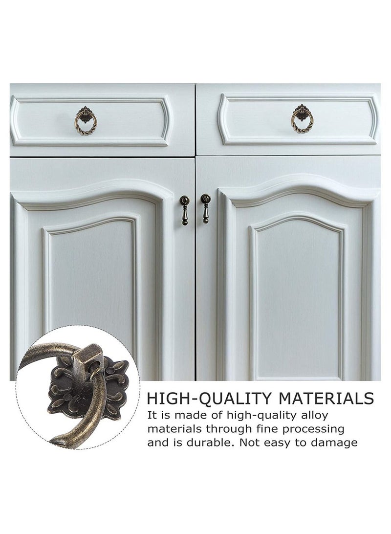 Y&D Bronze Knobs Pulls, SYOSI 6Pcs Antique Handles Hardware Furniture Drawer Pull Ring Dresser Cabinet Single Hole Door 3X4CM - Image 3