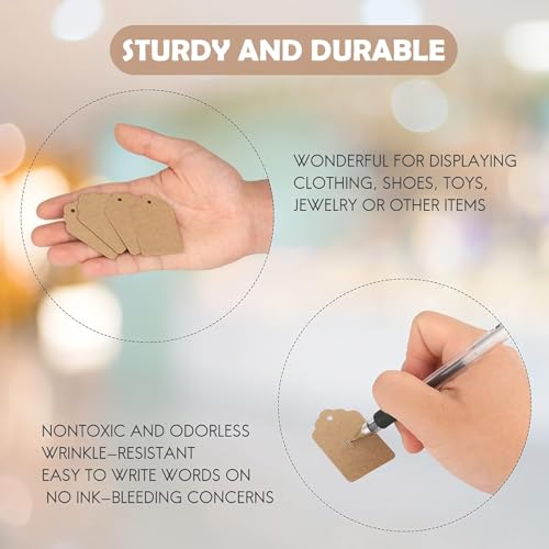 Festiko® 1000 Pcs Kraft Brown Blank Price Tags (3.2x5cm), Clothing Tags, Jewellery Marking Paper Label Tags, Marking Tags - Image 3