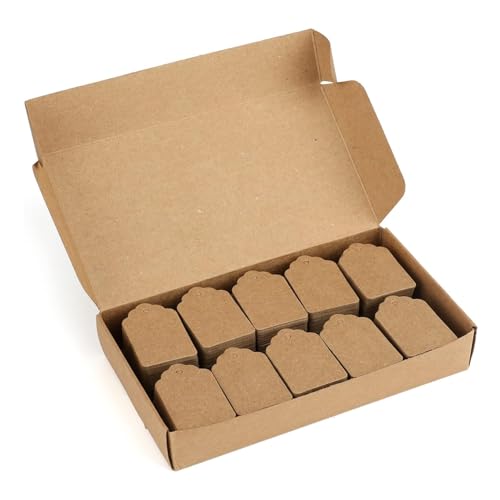 Festiko® 1000 Pcs Kraft Brown Blank Price Tags (3.2x5cm), Clothing Tags, Jewellery Marking Paper Label Tags, Marking Tags - Image 1