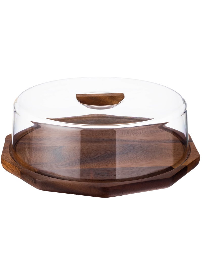 BILLI Beech wood cake stand with 35 cm acrylic cover  - Image 1