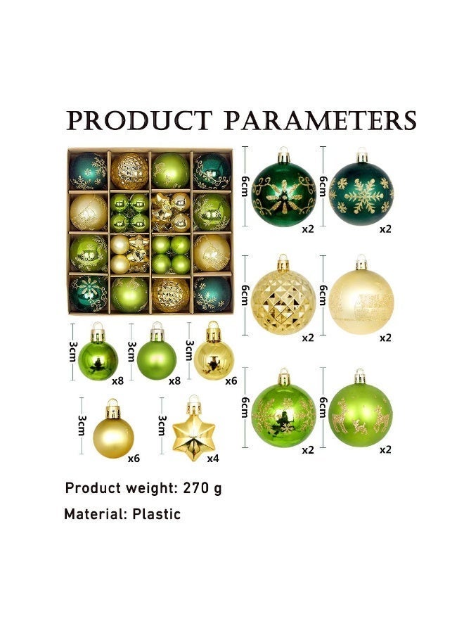 44 قطعة ديكورات شجرة عيد الميلاد كرات الزينات - Image 2