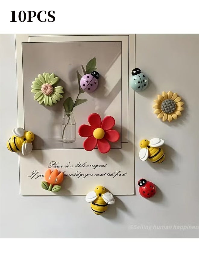 YJ 10pcs Cartoon Flower Refrigerator Magnets - Adorable Decorative Fridge Magnets with Strong Adhesive - Perfect for Kitchen, Office, Whiteboard, Locker, Cabinet, Dishwasher, and Home Decoration, Great Mother's Day Gift Idea - Image 1
