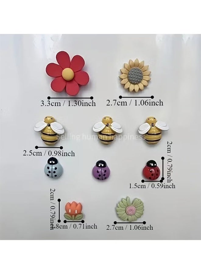 YJ 10pcs Cartoon Flower Refrigerator Magnets - Adorable Decorative Fridge Magnets with Strong Adhesive - Perfect for Kitchen, Office, Whiteboard, Locker, Cabinet, Dishwasher, and Home Decoration, Great Mother's Day Gift Idea - Image 3