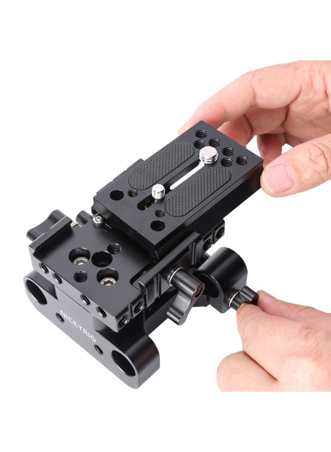 NICEYRIG نظام دعم قضيب السكك الحديدية بارتفاع 15 مم لنظام مانفروتو القياسي، تعديل ارتفاع عالمي 29 مم لهيكل الكتف DSLR، دعم العدسة، التركيز المتابع - 546 - Image 2