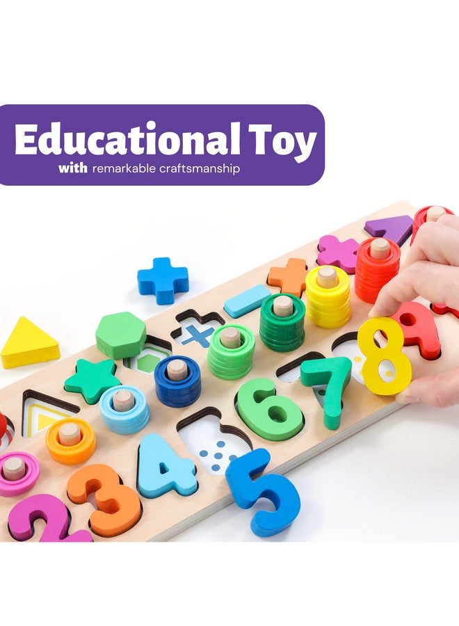 BEKILOLE Wooden Montessori Toys for Kids Toddler Number Puzzles Sorter Counting Shape Stacker Stacking Game Preschool Toys for Boy Girl Learning Education Math Blocks 1 Year Old Girl Gifts and Beyond - Image 2