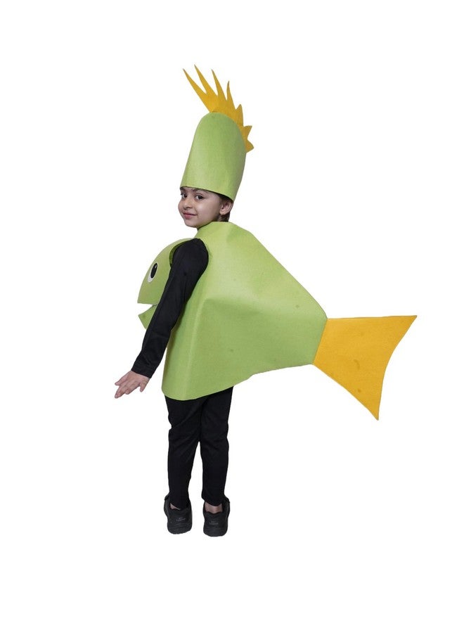 Kaku Fancy Dresses Polyester Pirana Fish Cutout For Kids, Water Animal Costume For Boys & Girls (Freesize/Only Cutout With Cap), Green - Image 2