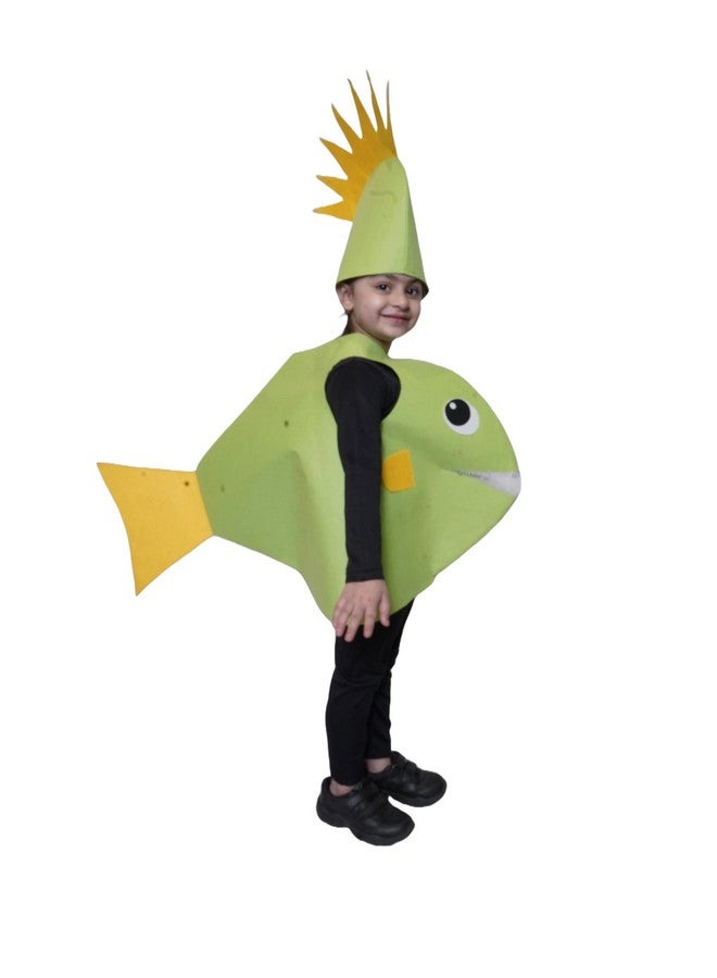 Kaku Fancy Dresses Polyester Pirana Fish Cutout For Kids, Water Animal Costume For Boys & Girls (Freesize/Only Cutout With Cap), Green - Image 4