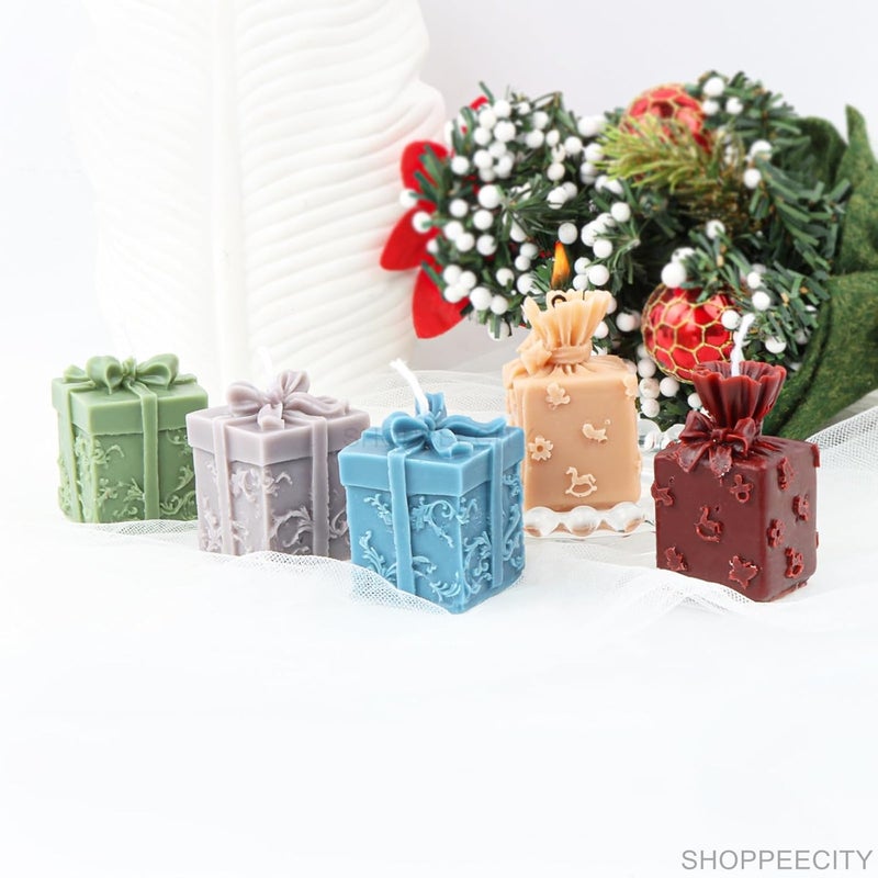 Shoppeecity Candle Molds 3D Gift Box Candle Molds Square Gift Box Design with Bow DIY Silicone Mould for Christmas Party Decoration Handmade Gift Craft Birthday Party Gift Home Party Decoration Pack of 1 - Image 5