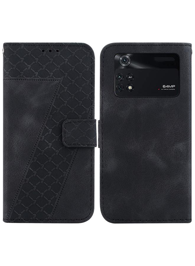 The Bros Case For Xiaomi Poco M4 Pro 7-shaped Embossed Leather Phone Case