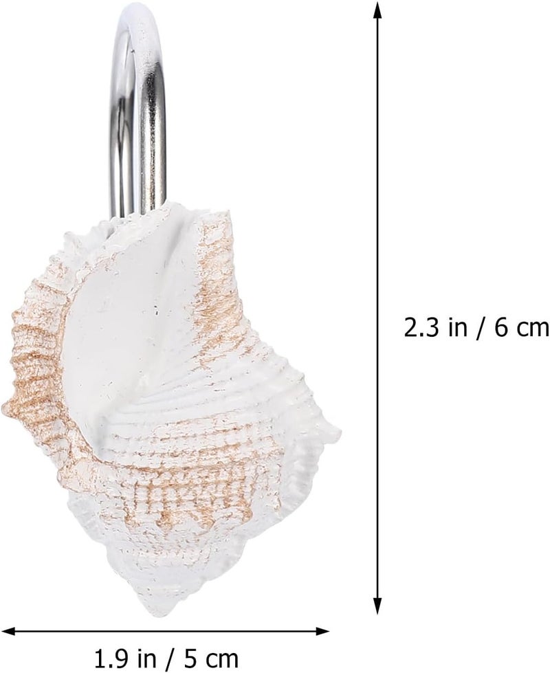 12pcs Seashell Shower Curtain Hooks White Plastic Shell Design Bathroom Curtain Hooks Hanging Accessories Home Decor Random Color - Image 2