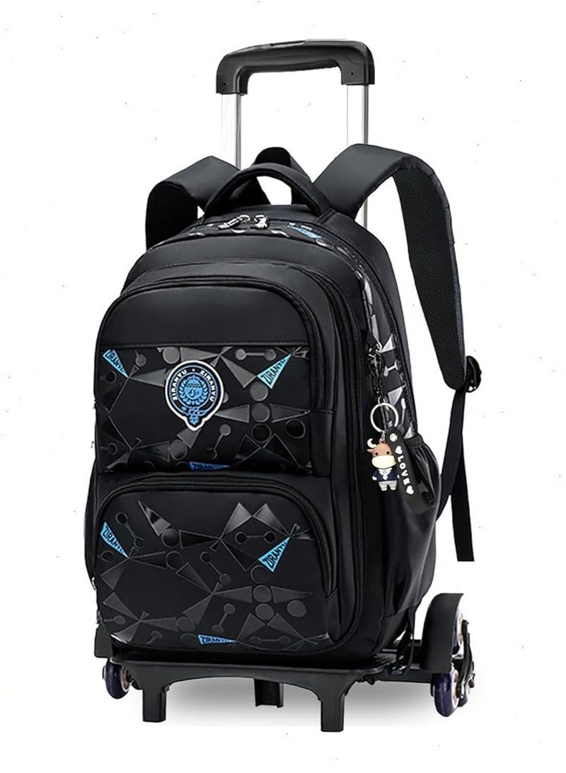 Trolley School Bag for Boys, Rolling School Backpack With 6 Wheels， Side-Opening Waterproof School Bag For 15.6inch Laptop, School and Travel - Image 1