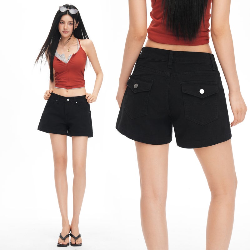 Women's Loose Denim Shorts with Embroidery - Image 1