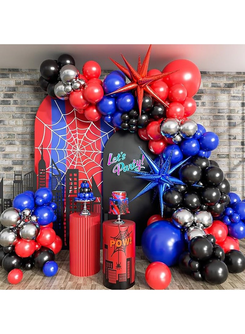 132PCS Birthday Party Decorations,Black Red and Blue Balloons Arch Garland Kit, Spider Theme Balloon Arch for man with Balloons for Baby Shower Spider Theme Birthday Party Decorations - Image 1