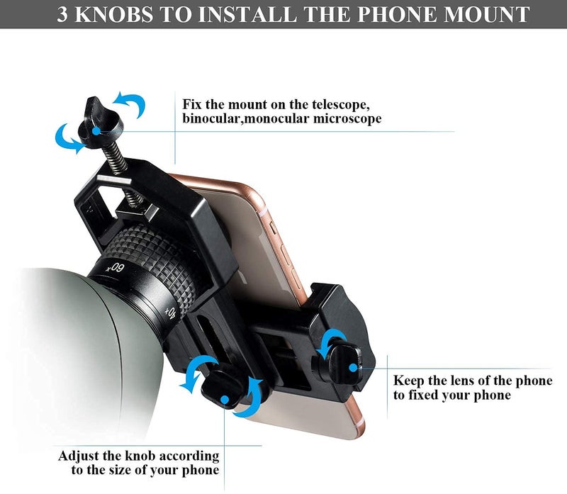 FotoCart 1.25" Basic Smartphone Adapter for Telescope,Binocular,Monocular,Spotting Scope and Microscope - Image 5