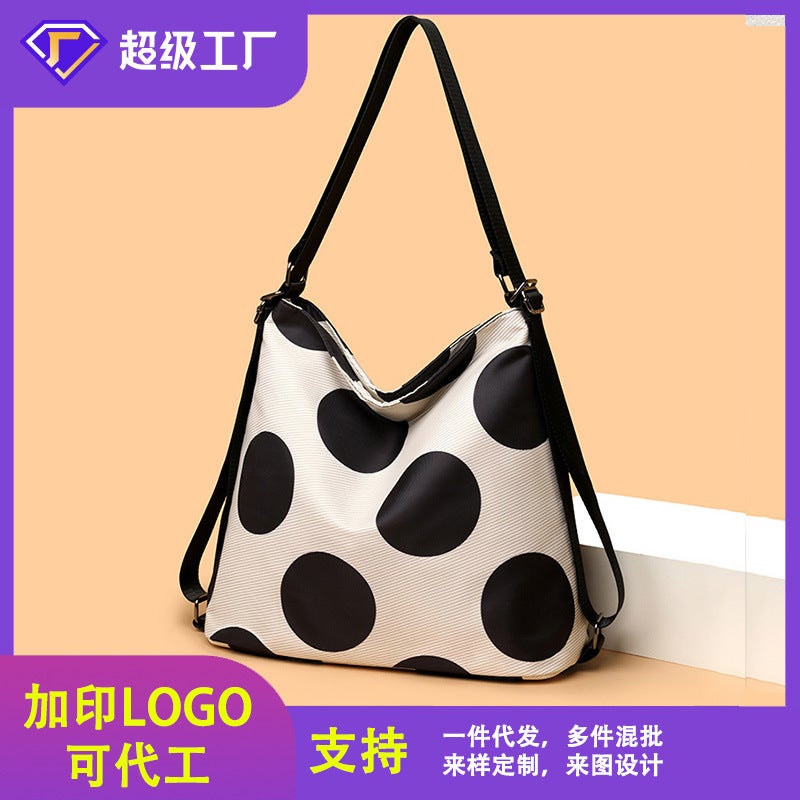 Polka Dot Bucket Bag Women'S High-End Shoulder Bag Can Be Worn Cross-Body Multi-Functional Large-Capacity Short-Distance Commuting Travel Backpack - Image 2