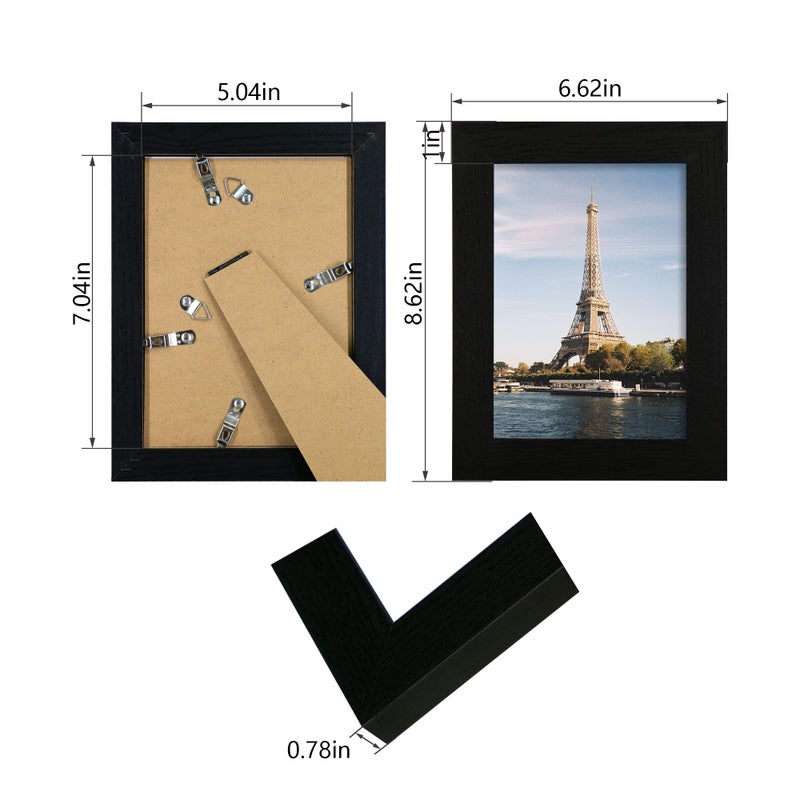 iRahmen 4 Pack 5x7 Picture Frame Black Set with High Definition Glass 5 x 7 Photo Frames for Desktop Display and Wall Mounting. - Image 2