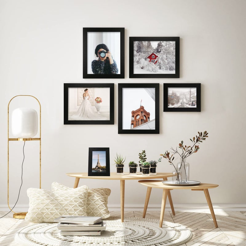 iRahmen 4 Pack 5x7 Picture Frame Black Set with High Definition Glass 5 x 7 Photo Frames for Desktop Display and Wall Mounting. - Image 5