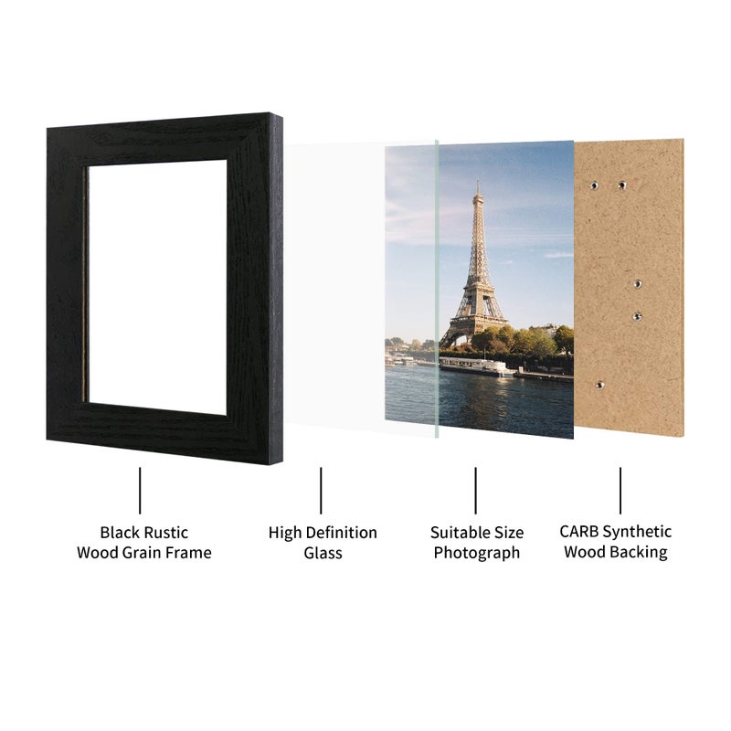 iRahmen 4 Pack 5x7 Picture Frame Black Set with High Definition Glass 5 x 7 Photo Frames for Desktop Display and Wall Mounting. - Image 4