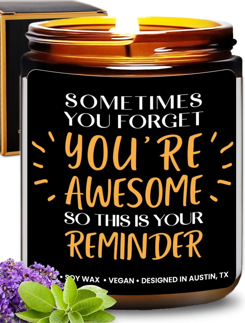 Sometimes You Forget Youre Awesome Candle Inspirational Gifts for Women Stress Relief Gifts for Women Appreciation Gift for Coworkers Appreciation and Encouragement Presents for Men and Women