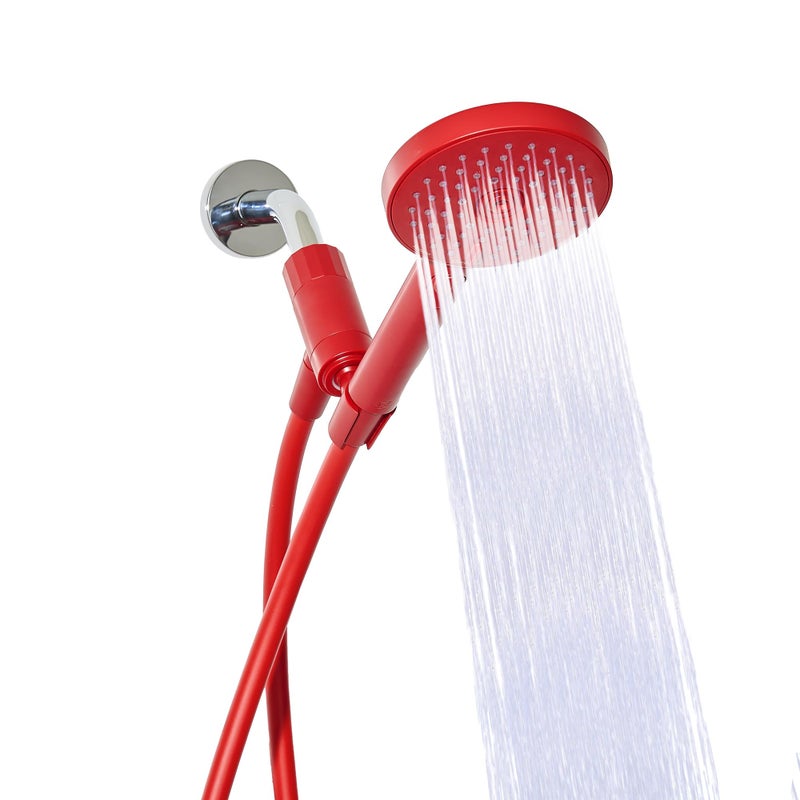 Sproos! Sproos - Handheld Shower Head, High Pressure, 3 Spray Functions Plus Pause, Extra Long 70 Inch Hose - Eco-friendly Materials - Easy DIY Installation - High Pressure Performance - Red - Image 1