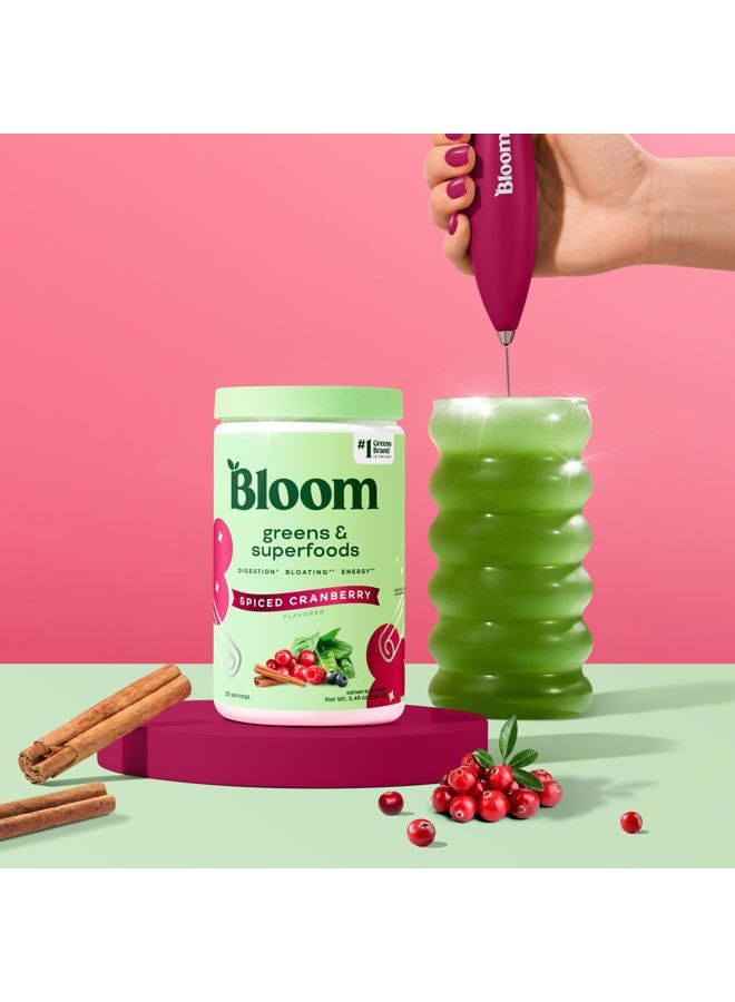 Bloom Nutrition Superfood Greens Powder, Digestive Enzymes with Probiotics and Prebiotics, Gut Health, Bloating Relief for Women, Chlorella, Green Juice Mix with Beet Root, 25 SVG, Spiced Cranberry - Image 2