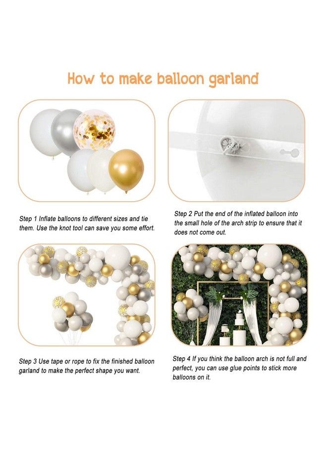 Amandir - 136Pcs White Balloon Garland Arch Kit, White Gold Silver Confetti Metallic Latex Balloons Set For Birthday Baby Shower Wedding Anniversary Party Decorations Supplies - Image 1